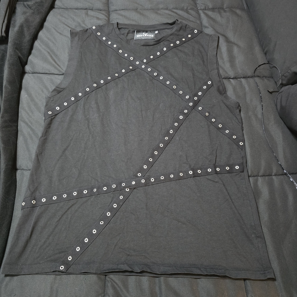 Killstar Black Men's Dead Punch Muscle Tee with Silver Accents